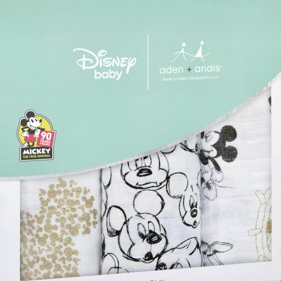 NWOT 🆕 Aden & Anais Mickey Swaddle Blanket Muslin Cloth, Mickey Sketch Art - Picture 9 of 11
